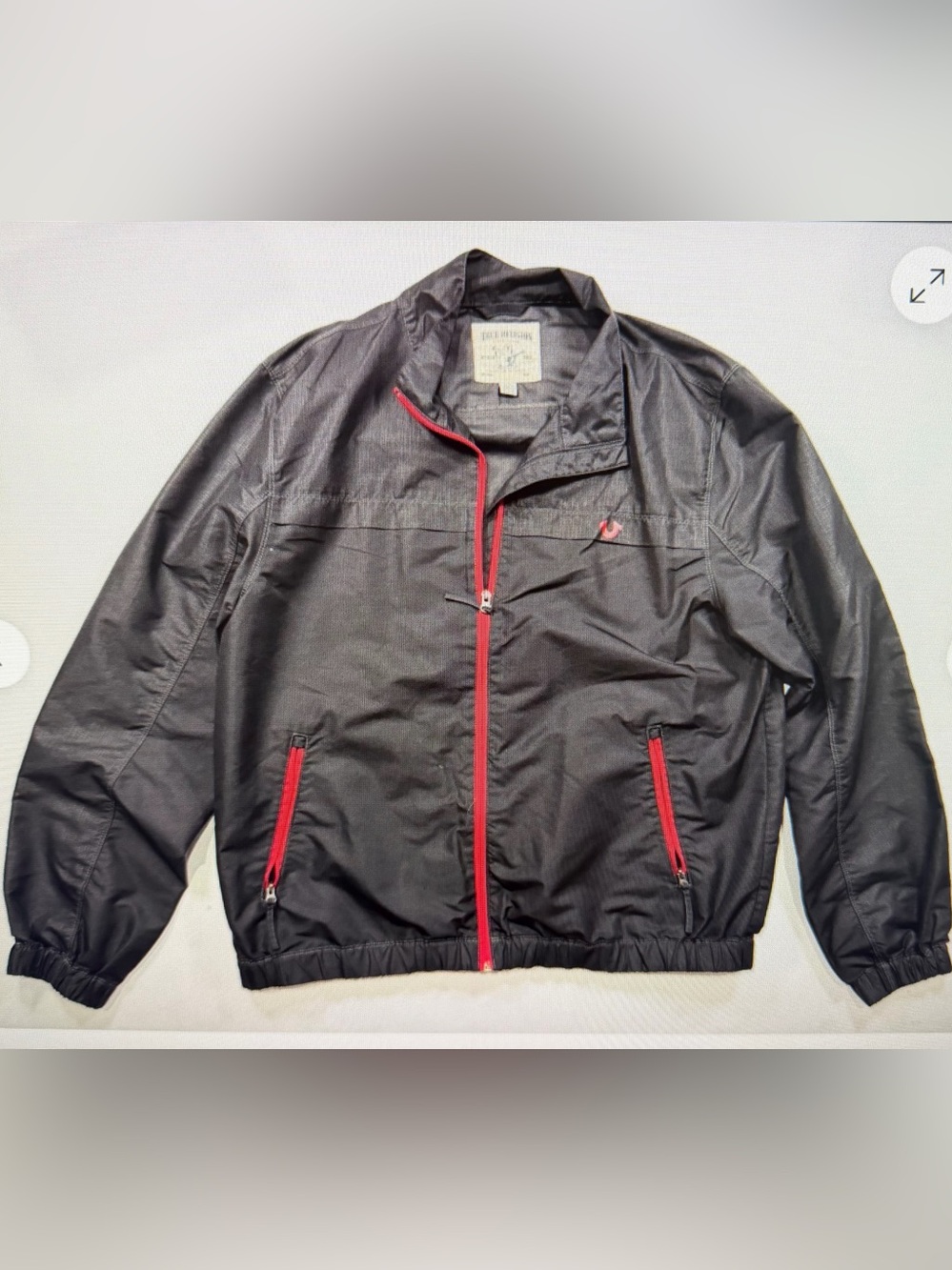 True Religion Black & Red Track Jacket Windbreaker Men's Size XL